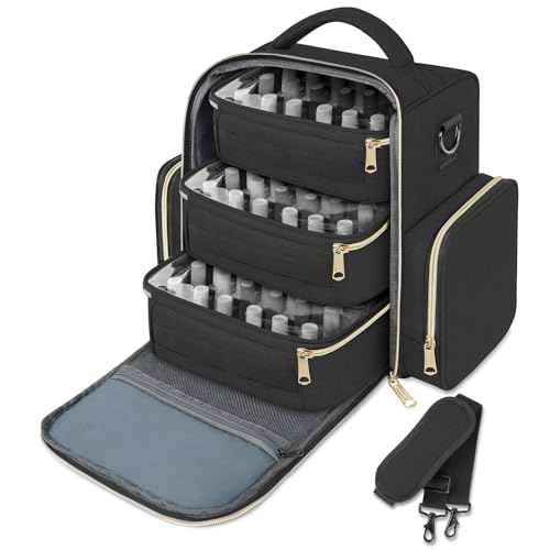 YOREPEK Nail Polish Organizer Holds Up to 72 Bottles (15ml-0.5 fl.oz) Nail Polish Carrying Case with 3 Removable Pouches and 4 Zippered Pockets for Manicure Tools, Supplies, Nail Lamp, Gift for Women