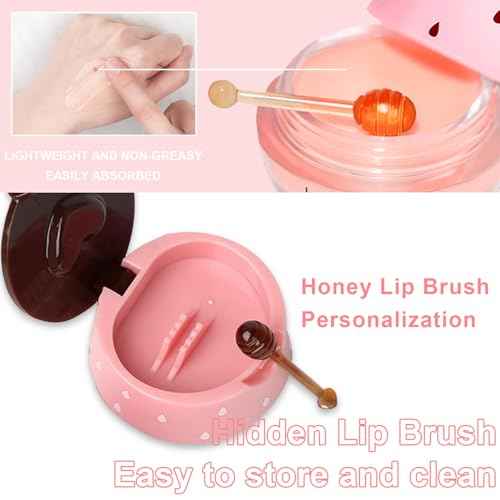 Clouds Cherry Lip Sleeping Mask ? Bee Propolis Moisturizing Lip Balm in Honey Pot ? Exfoliating Overnight Lip Care for Dry and Cracked Lips ? Hydrating Natural Lip Scrub