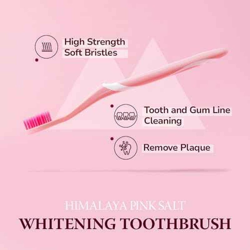 HIMALAYA PINKSALT Natural Toothbrush - Medium Toothbrushes for Adults, Plaque Remover for Teeth, Tapered Bristles Gentle on Teeth and Gum, Deep Clean Toothbrush