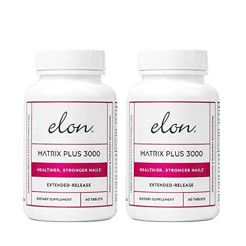 Elon Matrix Plus 3000 Biotin Vitamins for Nail Strengthening and Growth (120 Day Supply) - Healthy & Strong Nails - Biotin Supplement - Extended Release