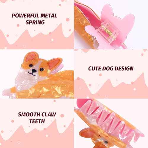 6 Pcs Dog Hair Clips, Cute Small Claw Clips for Short Long Hair, Cellulose Acetate Hair Clips for Women Girls and Dog Lovers