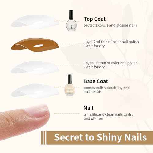 Base and Top Coat Nail Polish Quick Dry,16.5ml Large capacity Basic Nail Polish Set Air Dry Fast, High-Glossy Shiny, No U V Light Needed for Women Salon DIY Nail Art