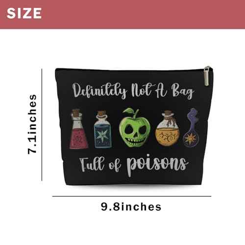 Definitely Not A Bag Full of Poisons Makeup Bag, Witchy Gifts for Women, Villains Inspired Cosmetic Bag with Zipper