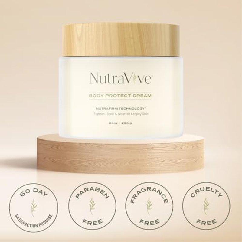 NutraVive Body Protect Cream ? Anti-Aging Crepey Skin Moisturizer, 8.1 Oz ? Tighten, Tone & Nourish Crepey Skin ? Full Body Moisturizing Treatment - Boost Collagen Production & Protect Skin Layers