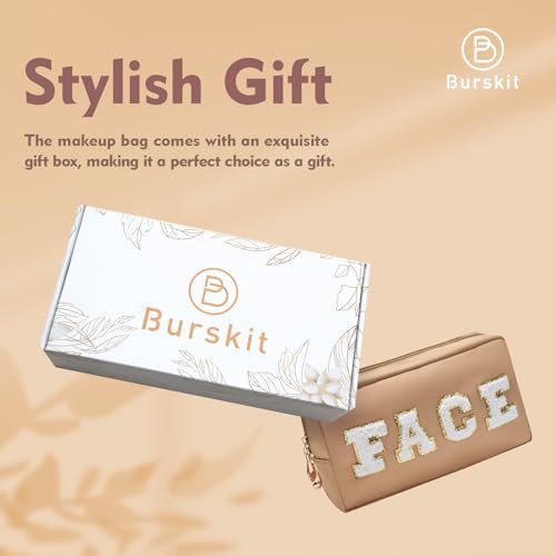 Preppy Makeup Bags Stoney Clover 4 Pcs Travel Organizer Patch Bag Large Varsity Chenille Letter Cosmetic Toiletry Preppy Stuff Cute Bags Portable Pouch Storage Purse Bag Set