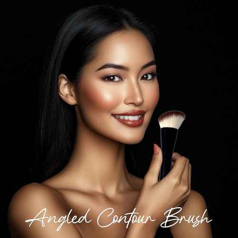 Professional Foundation Brush for Liquid Makeup - 0.06mm Ultra-Fine Bristles | Contour brush Liquid Cream Blending Angled Shape | No Shedding & Easy Clean | Kabuki Makeup Brushes