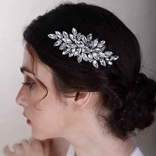 Crystals Hair Comb for Bride for Women for Girls Cute Teardrop Hair Comb Slide Multi-Color Purple