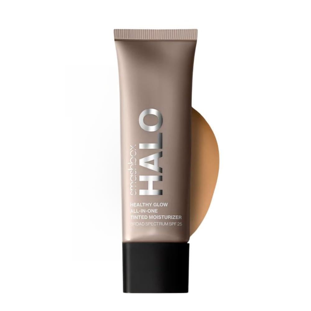 Smashbox Halo Healthy Glow Tinted Moisturizer with SPF 25 | 24-Hour Hydrating Skin Tint with Buildable Coverage and Dewy Finish | Hyaluronic Acid & Niacinamide for Face, Medium Tan, 1.4 Fl Oz