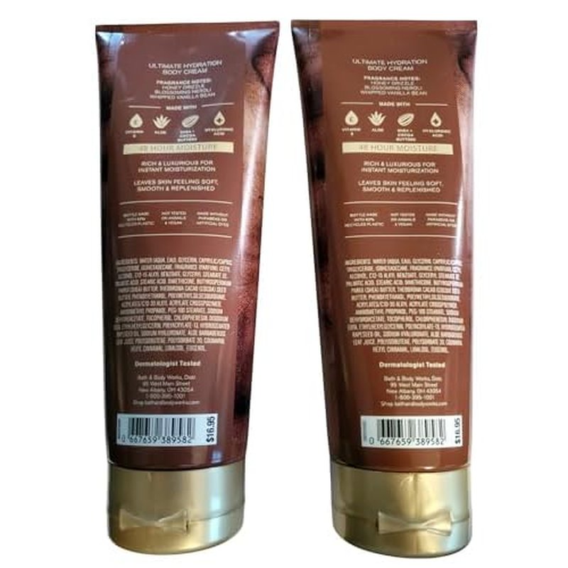 Bath & Body Works Whipped Honey & Vanilla Ultimate Hydration Body Cream 8 Ounces Pack of 2