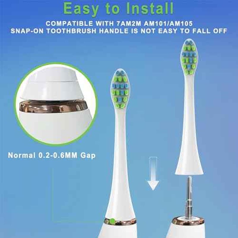 Toothbrush Replacement Heads Compatible with 7AM2M AM100/AM105/AM111 Electric Toothbrush, Soft Brush Bristles, 5 Pack White + 5 Pack Black