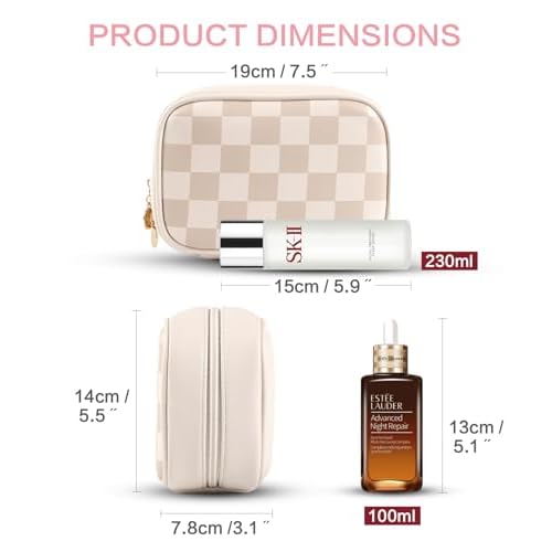 Travel Makeup Bag Cosmetic Bag for Women,Small Makeup Organizer Bag,Cute & Waterproof Vegan Leather Makeup Case with Multiple Compartments,Toiletry Bag for Cosmetics (BROWN)