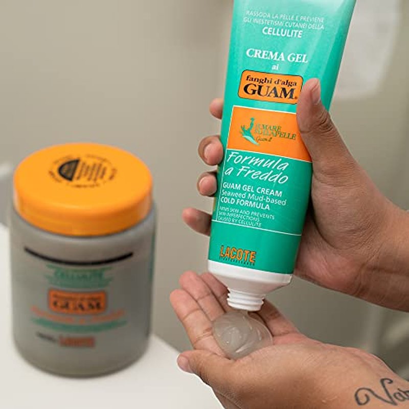 Guam Cooling Anti Cellulite Cream for Thighs and Legs, Natural Cellulite Treatment with Menthol and Seaweed, Best After Body Wrap, Skin Firming Cream Gel, 8.4 OZ