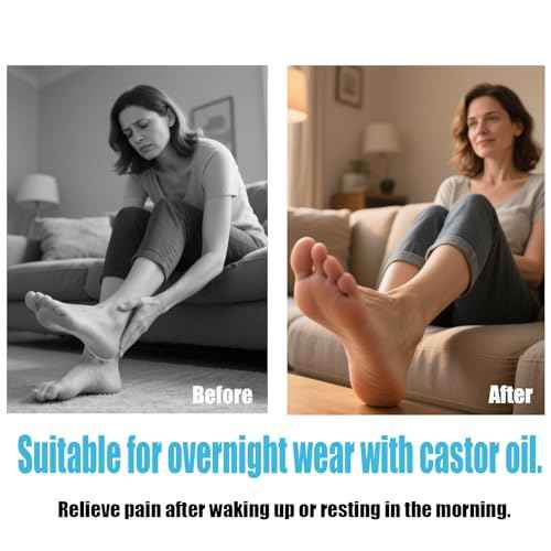 Castor Oil Pack Wrap for Foot, Castor Oil Moisturizing Heel Socks, for Plantar Fasciitis, Cracked Heels - Suitable for Overnight Moisturizing of Feet (Without Essential Oils) (Blue - 2 Pairs)