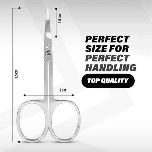 Cuticle Scissors Extra Fine Curved - 3.5¡± Stainless Steel Grooming Nail Scissors for Women and Men - Small Manicure Beauty Scissors for Toenails, Fingernails, Eyebrows, Facial Hair, Cuticles, Dry Skin