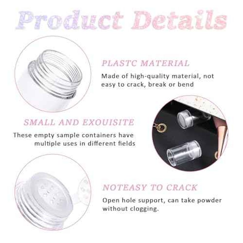 6 Pcs Clear Plastic Loose Powder Bottle Glitter Powder Bottle Baby Powder Container with 12 Holes Sifter and Lids Loose Powder Containers 10 ml Travel Powder Container