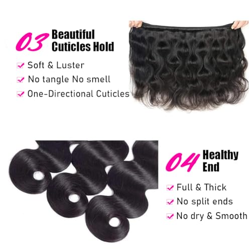 14A Human Hair Bundles 24 Inch Body Wave Bundles 100% Unprocessed Brazilian Virgin Hair 1 Bundle Body Wave Human Hair Extensions Quick Weave