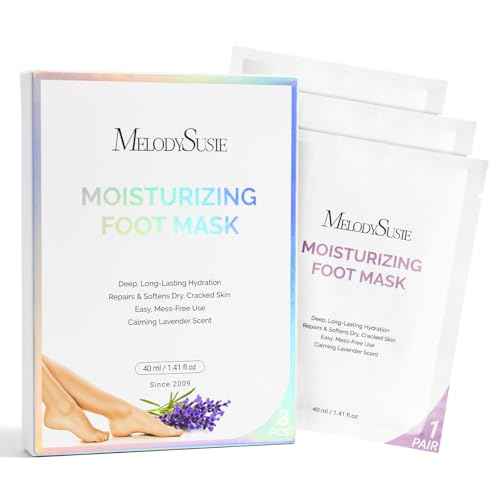 MelodySusie Hydrating Foot Mask Intensely Moisturizes Repairs for Dry,Cracked Feet,Callus,Suitable for home salon use Lavender Scented Pack of 3