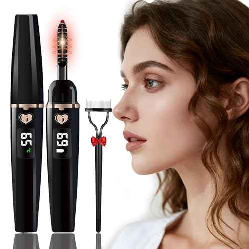 Heated Eyelash Curler - Eyelash Curlers Heated 4 Temperature Modes| Rechargeable Electric Eyelash Curler Pro| Heated Lash Curler for Women with Eyelash Comb Heat up in 8s Anti-Burn Design (Black A)