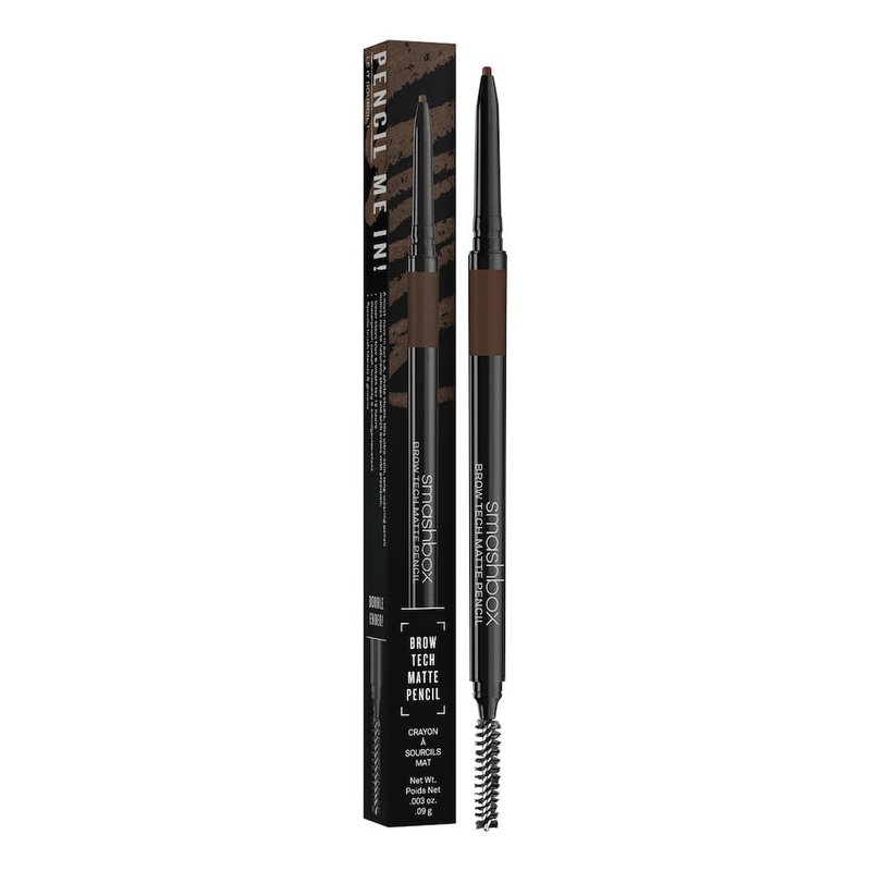 Smashbox Brow Tech Matte Eyebrow Pencil | Waterproof, Smudge Proof + Long Lasting Brow Pencil with Spoolie Brush, Brunette