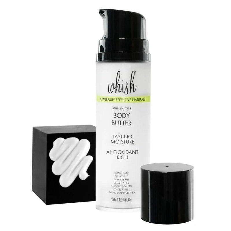Whish Beauty Body Butter - Antioxidant-Rich Moisturizing Lotion for Dry Skin - Lemongrass | 5 fl oz