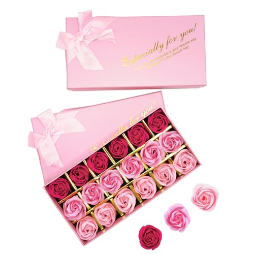 36 PCS Floral Scented Bath Soap Rose Flower Petals, 2 Pack Plant Essential Oil Rose Soap Set, Best Gifts for Her Women Girls Mom Lover Birthday Valentine Christmas (Pink)