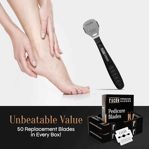 Fac?n Professional Callus Shaver Remover with 50 Blades, Pedicure Razor for Feet & Hands, Foot Razor for Callus Removal, Callus Blade Remover, Corn Shaver, Surgical Grade Premium Stainless Steel Tool