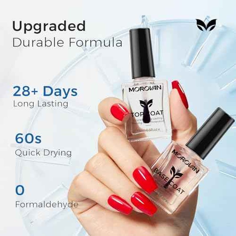 Base Top Coat Nail Polish: Clear Quick Dry High Glossy Nail Polish Shiny No Chip Long Lasting Air Dry Top Coat for Nail Art Manicure Salon Quality Women Gift
