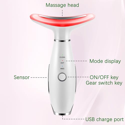 7 Color True Beauty Glow Facial Massager, Red-Light-Therapy Wand for Facial Skin Care, Vibrating Massager for Face and Neck, Galvanic Facial Machine, Lymphatic Drainage Massager Face