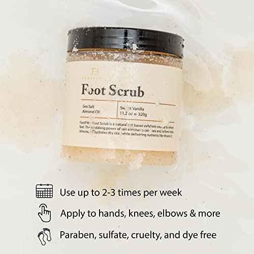 FootFitter Natural Foot Scrub with Sea Salt, Deep Exfoliating Foot Care for Dry Skin, Calluses, and Cracked Heels, Smooths Dry Feet (Made in Germany) Sweet Vanilla Scent