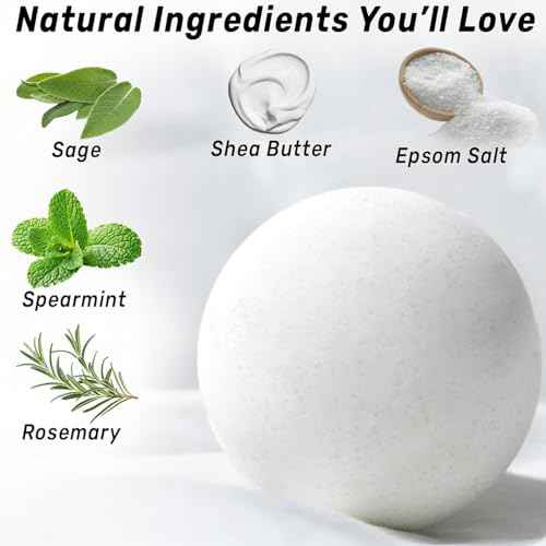 Sage Bath Bombs Spiritual Bath Energy Clearing Protection Shielding Smokeless Smudging Sage Rosemary and Spearmint Relaxation Stress Relief Spa Gift