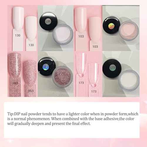 AZUREBEAUTY Dip Powder Nail Kit,4 Colors Nude Pink Glitter Hues,Starter Set for French Nails & All Seasons,Includes Base Coat, Top Coat, Activator & DIY Salon Liquids