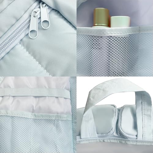 Women's cosmetic bag storage bag, travel toiletry bag, suitable for storing cosmetics and toiletries, soft and foldable for easy storage (sky blue)