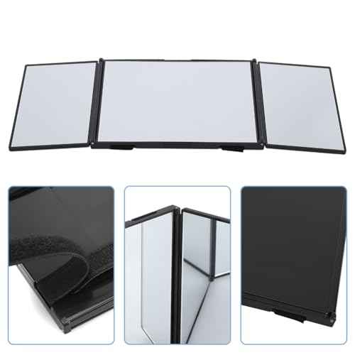 Joyzan Foldable Makeup Mirror, Car Trifold View Mirror Folding Visor Vanity Tri Fold Portable High Definition Cosmetic Travel Sun Universal Hook Loop Home Auto Truck SUV Clip On Rear Women Girl
