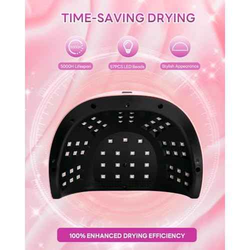 UV LED Light Nail Dryer For Gel Nails Quick Dry, 256W Professional UV Drying Light for Fingernail Polish , 57Pcs Beads Curing Gels Manicure Lamp, Portable Gel Cure Machine with Auto Sensor, 4 Timers