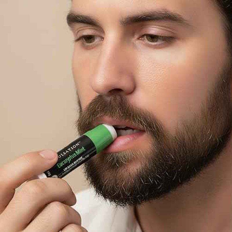 Organic Lip Balm Set for Men - 4 Flavors - 100% Natural Moisturizing for Cracked & Dry Lips