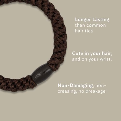 L. Erickson Grab & Go Ponytail Holders, Black, Set of Eight - Exceptionally Secure with Gentle Hold