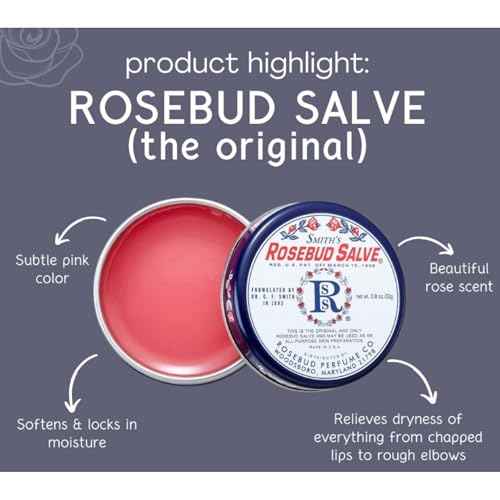 Smith's Rose bud Lip Balm Bulk- 3x0.5oz Premium All Purpose Lip Gloss Tubes & 3x0.8oz Lip Treatment Salve- Rosebud Trio Lip Balm Tubes for Plump Lips & Cracked Skin Care - Christmas Gift Set, EBook