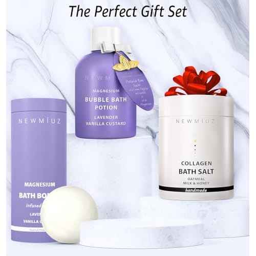 Magnesium Lavender Vanilla Luxury Fizzing Bath Bomb Sensitive Skin Formula for Relaxation Bath Moisturizing Shea Butter Stress Relief Gift for Women