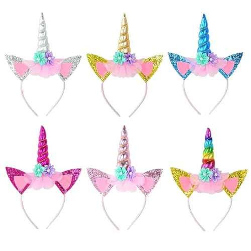 Unicorn Horn Headband Glitter Cute Unicorn Hairband Birthday Party Halloween Cosplay Clothing Hair Decoration