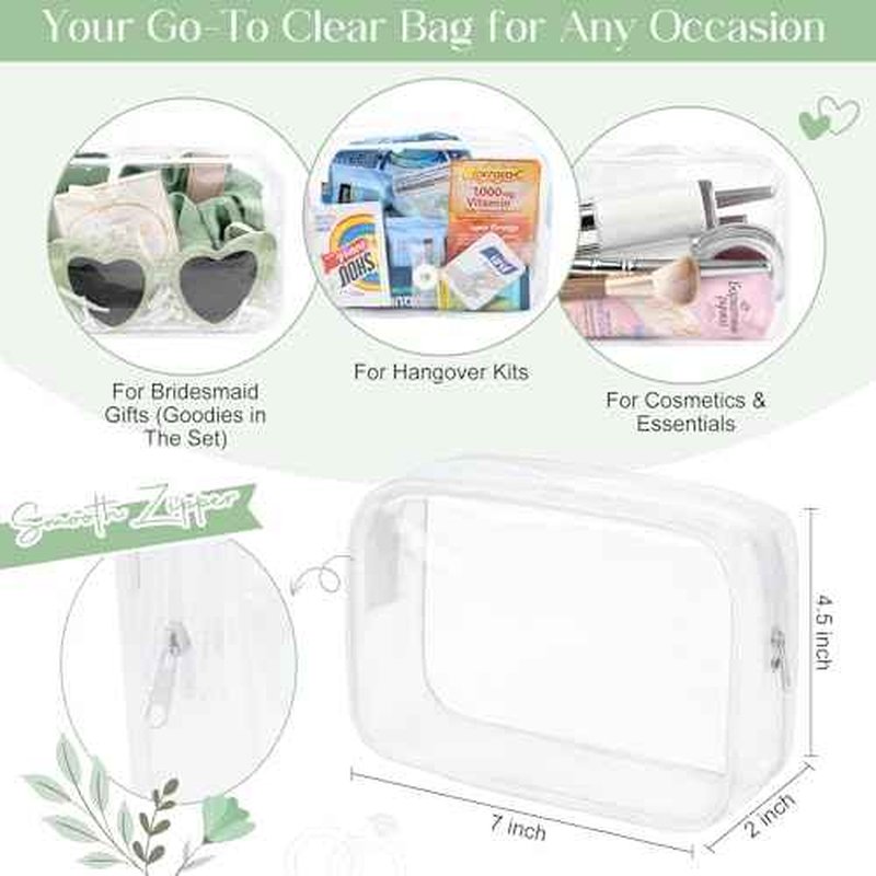 DEEKA 5 Pcs Bridesmaid Proposal Bag Set Gift Clear Makeup Toiletry Bag Bachelorette Party Favors Sunglasses Hair Claw Clips Scrunchies Knot Bracelets Bridal Wedding Party Gifts (Sage Green)