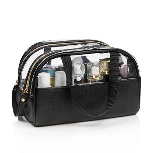Ethereal Clear Makeup Bag, Large Opening TSA Approved Toiletry Bag Portable Cosmetic Bag for Women Tote Bag Waterproof Travel Makeup Bag Organizer