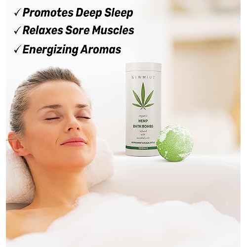 Organic Hemp Bath Bombs Infused Peppermint Eucalyptus Essential Oil Luxurious Bath Essentials Gifts for Dry Skin Immerse Yourself in A Blissful Spa