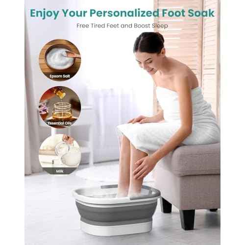 Nekteck Foot Soaking Tub Collapsible Bucket for Foot Bath Soak Tub, Foot Basin Foot Soaker with 138 Acupressure Nodes and Pumice Stone for Feet Massager Pedicure Foot Spa, Gifts for Men Women Dad Mom
