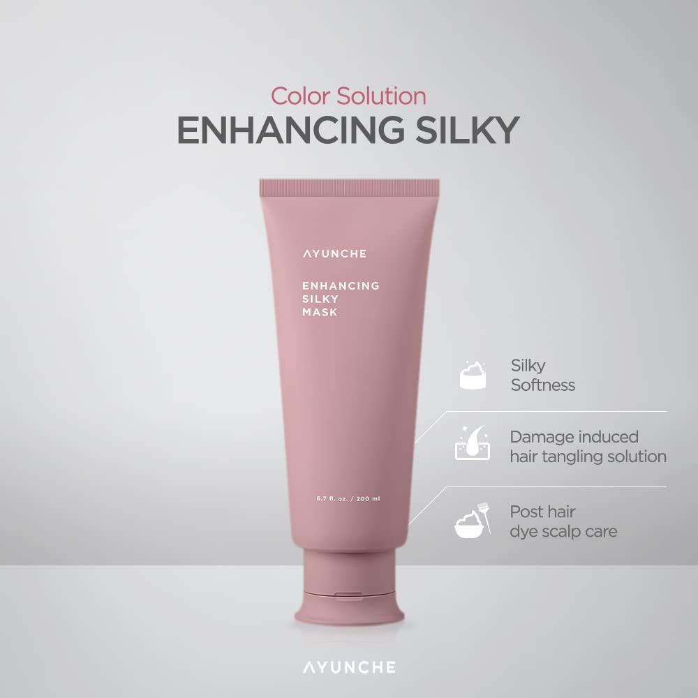 AYUNCHE Enhancing Silky Hair Mask 6.7 fl. oz. (200ml) [For Dyed & Damaged Hair] | Nourishing & Smoothing Deep Conditioner with Camellia Oil | Korean Salon Brand