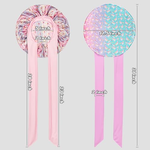 2 PCS Kids Bonnets for Girls, Silk Bonnet for Kids, Satin Bonnet for Sleeping, Baby Toddler Tie Bonnet Sleep Cap