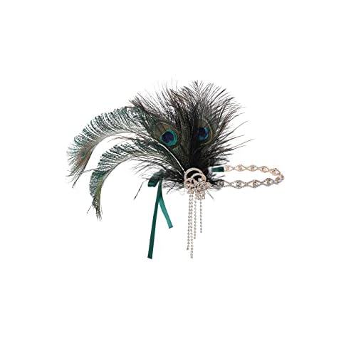 BABEYOND 1920s Flapper Headpiece Headband - Roaring 20s Great Gatsby Feather Headband 1920s Flapper Gatsby Accessories