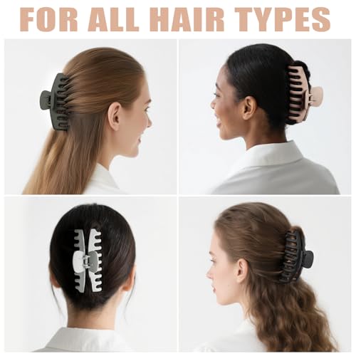 TOCESS Hair Claw Clips for Women ? Large Clips for Thin Thick Hair Big Neutral Claw for Curly Hair Matte Nonslip Strong Hold 4.33 Inch Jumbo Claws Jaw Set (8 Pcs)
