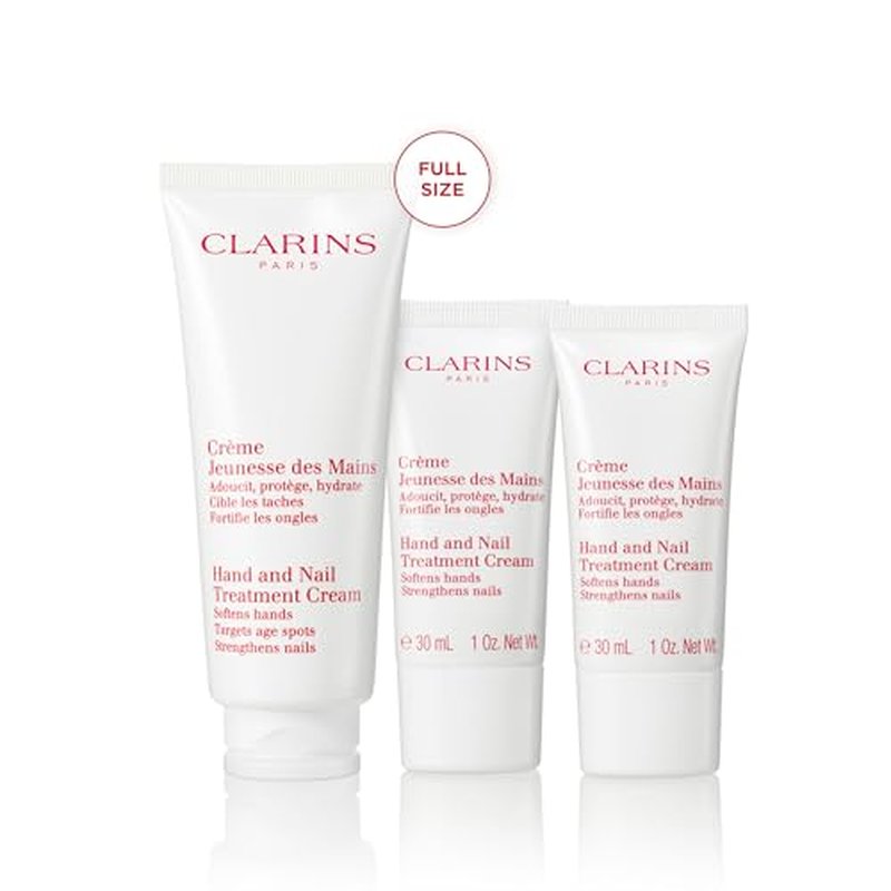 Clarins Hand and Nail Treatment Cream | Award-Winning | Softens, Nourishes and Shields Skin | Strengthens Nails and Conditions Cuticles | Natural Plant Extracts, Including Shea Butter