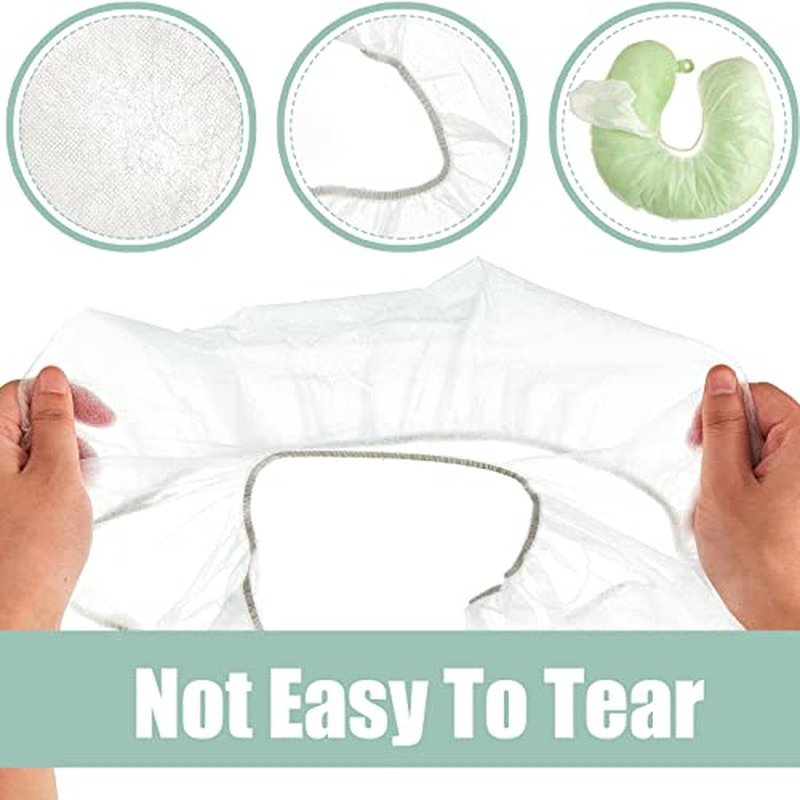 Jecery 300 Pcs Disposable Face Cradle Covers - White Massage Table Headrest Covers, Fitted for Neck Pillows