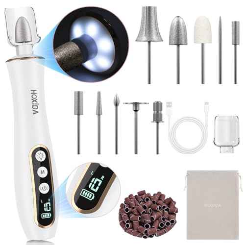 Professional Manicure Pedicure Kit, Cordless Electric Nail Drill with 360¡Æ LED light&10 Speeds, Rechargeable Pedicure Tools for feet, Hand Foot Care Nail Drill for Thick Nail Toenail Cuticle Women Men
